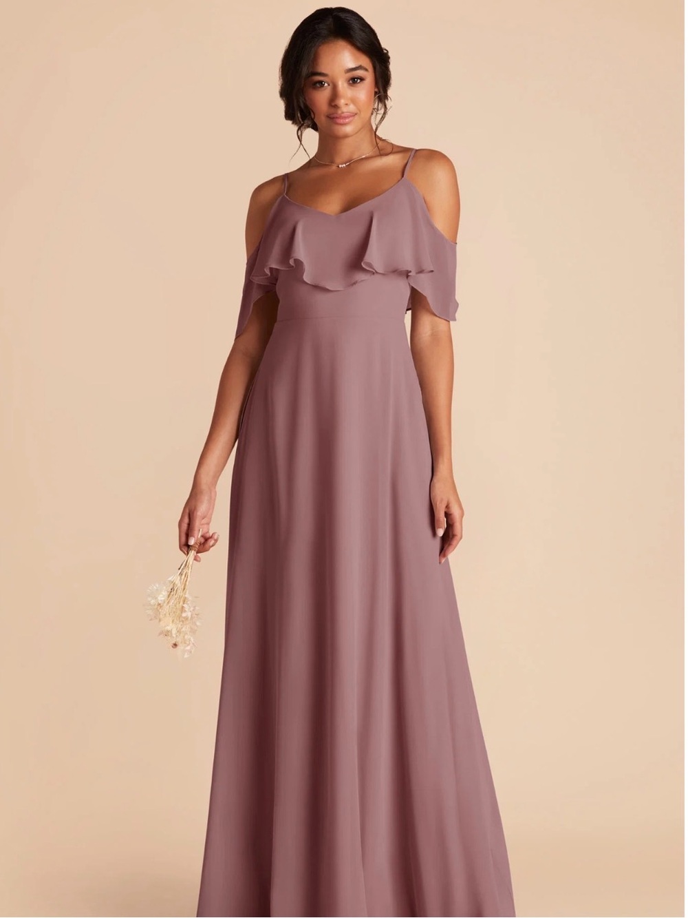 Birdy Grey Dusty Mauve Ruffle-Trim Maxi Dress